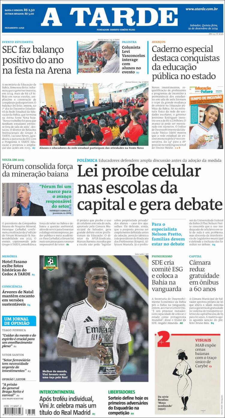 Portada de Diário A Tarde (Brasil)