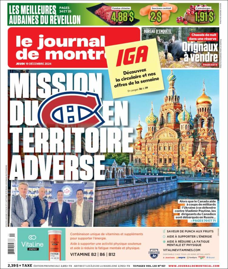 Portada de Le Journal de Montréal (Canadá)