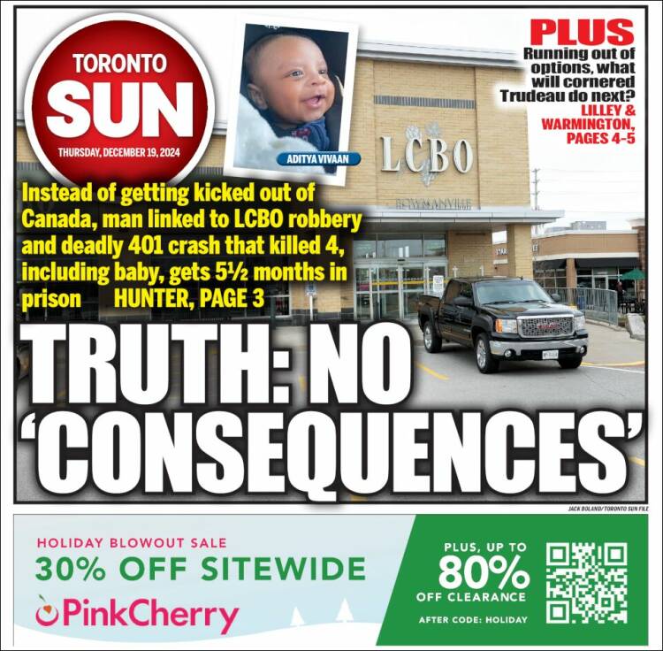 Portada de The Toronto Sun (Canadá)