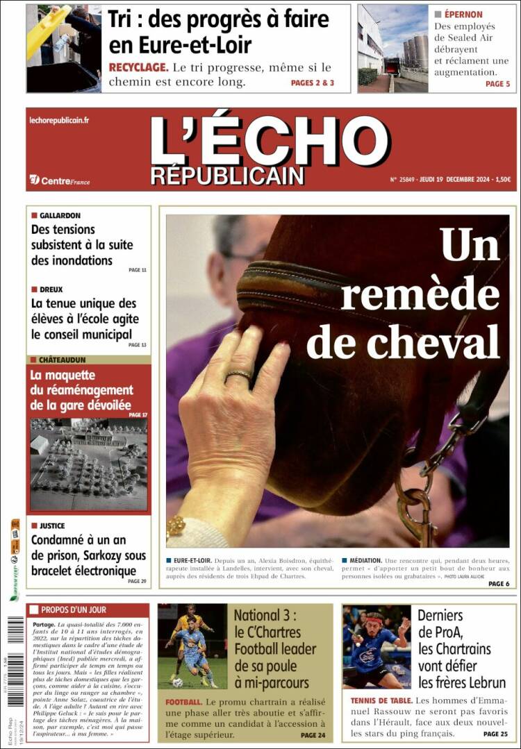 Portada de L'Echo Républicain (Francia)
