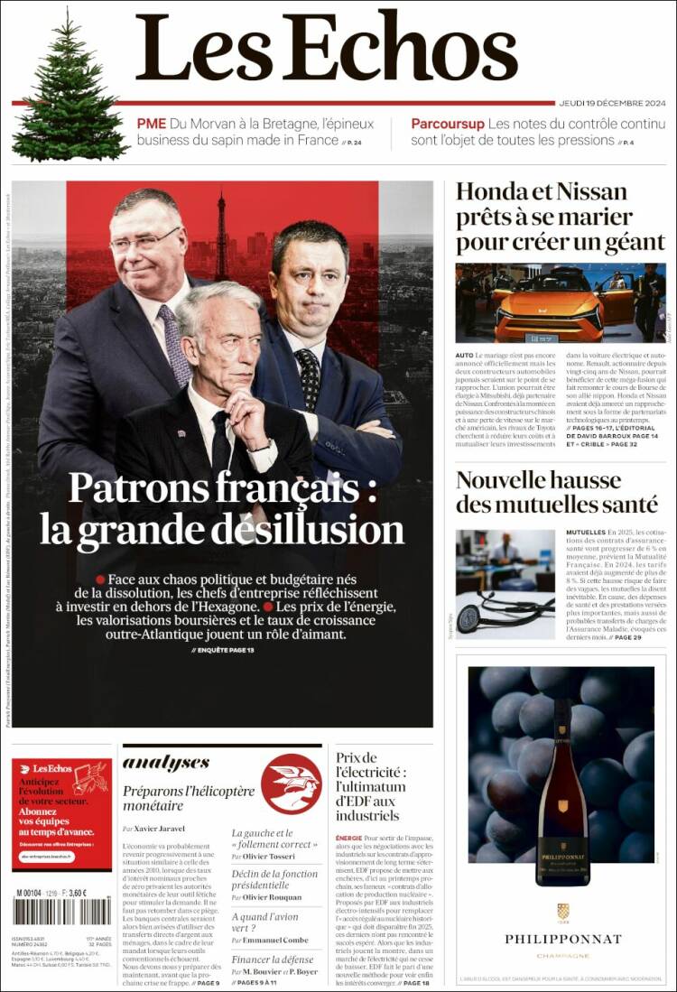 Portada de Les Echos (Francia)