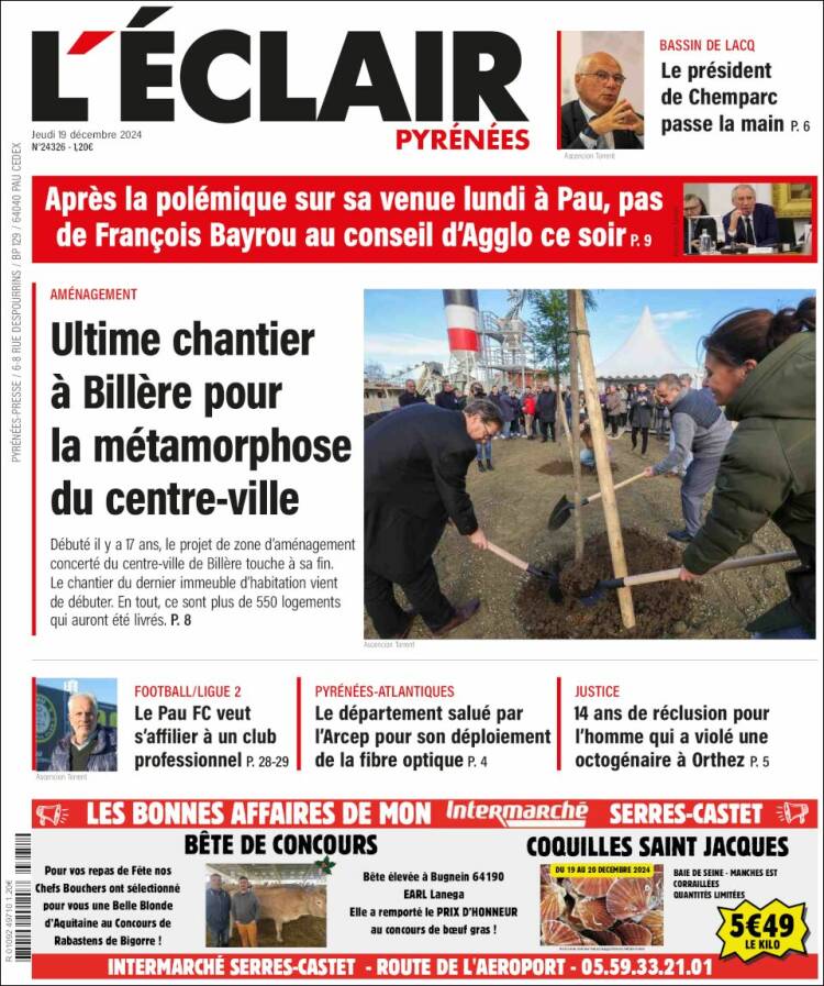 Portada de L'Eclair des Pyrénées (Francia)