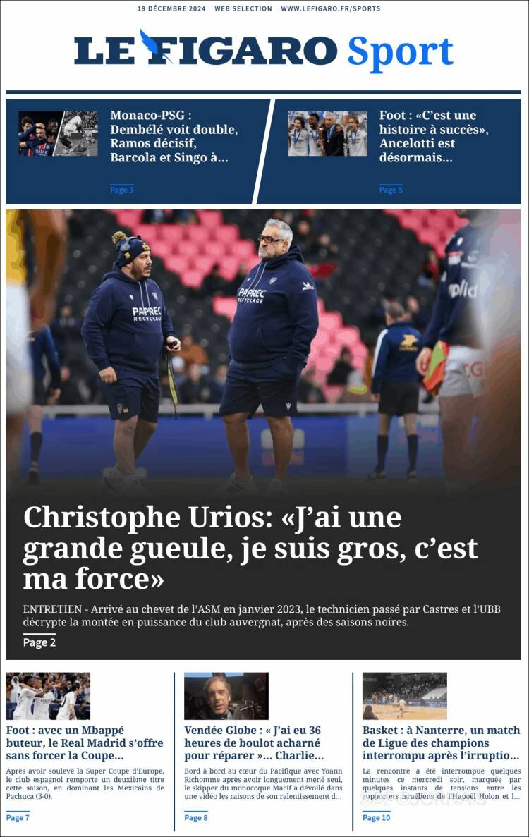 Portada de Le Figaro Sport (Francia)