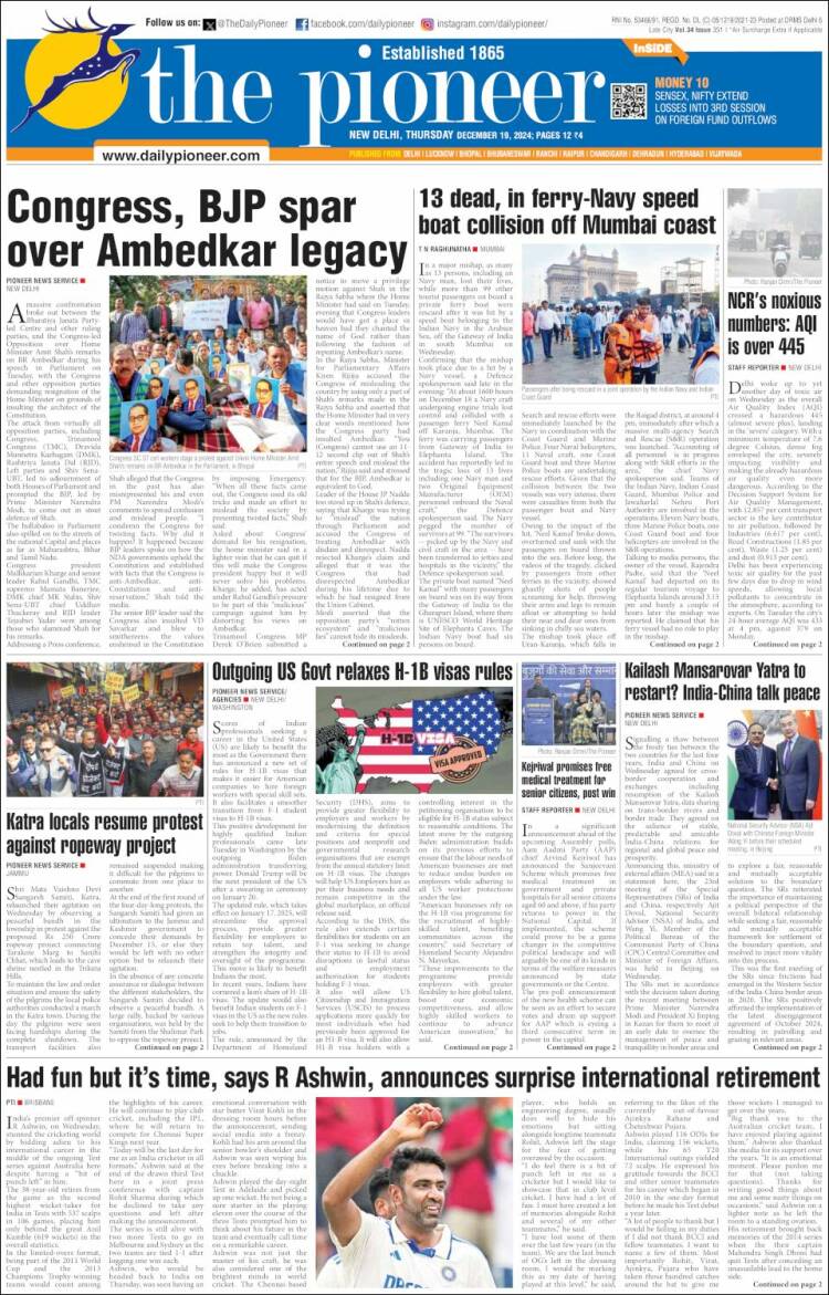 Portada de The Pioneer (India)