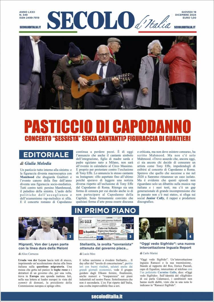 Portada de Secolo d'Italia (Italia)