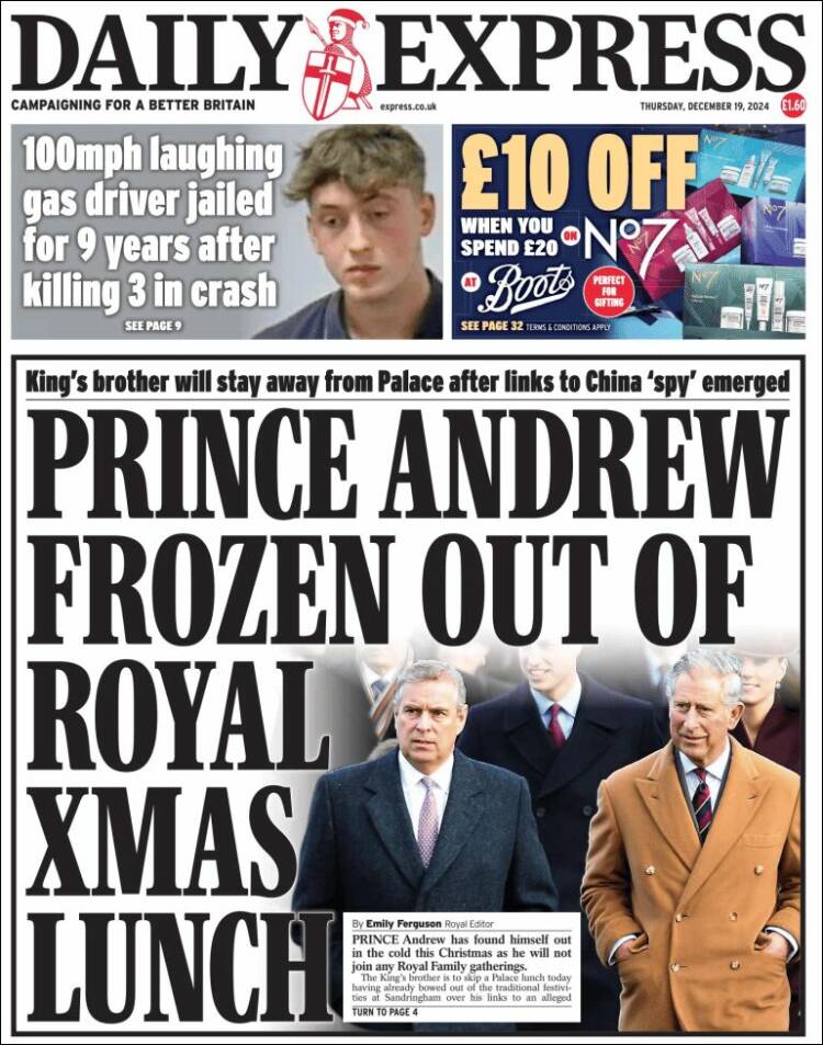 Portada de Daily Express (Reino Unido)