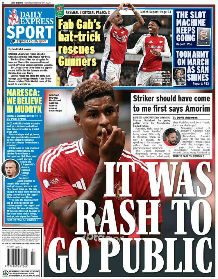 Portada de Express Sport (Reino Unido)