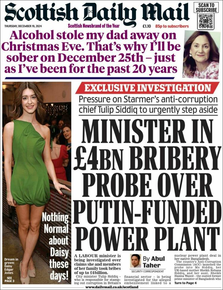 Portada de Scottish Daily Mail (Reino Unido)