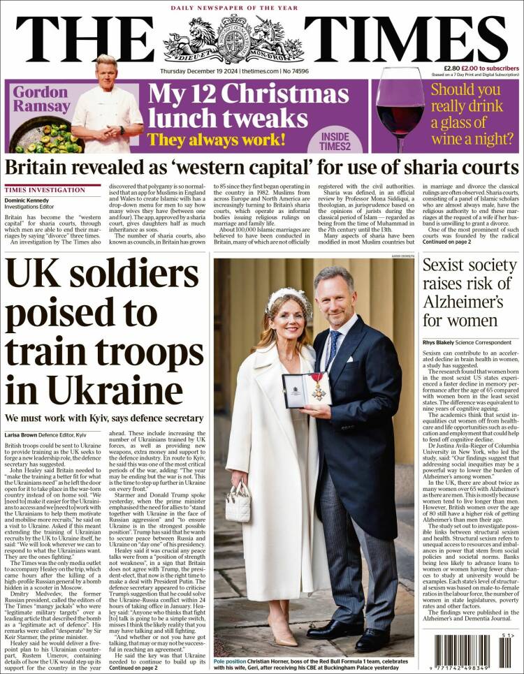 Portada de The Times (Reino Unido)
