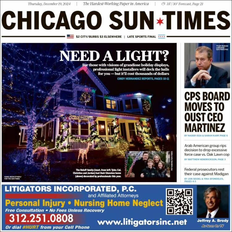 Portada de Chicago Sun-Times (USA)