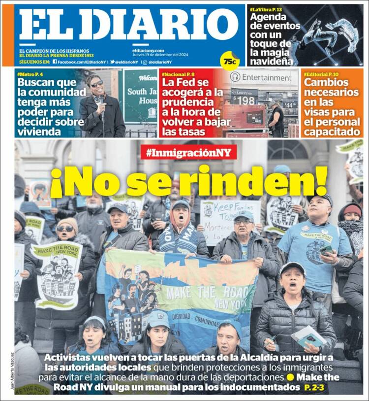 Portada de El Diario NY (USA)