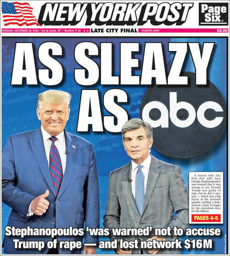 Portada de New York Post (USA)