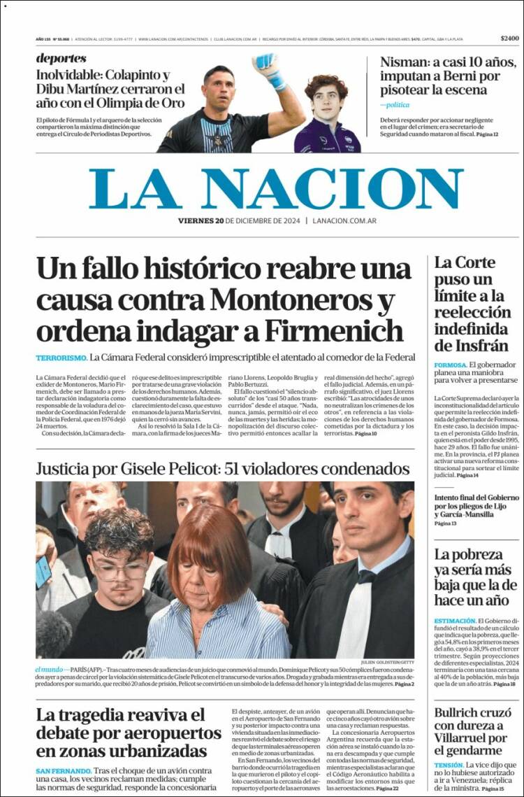 Portada de La Nación (Argentina)