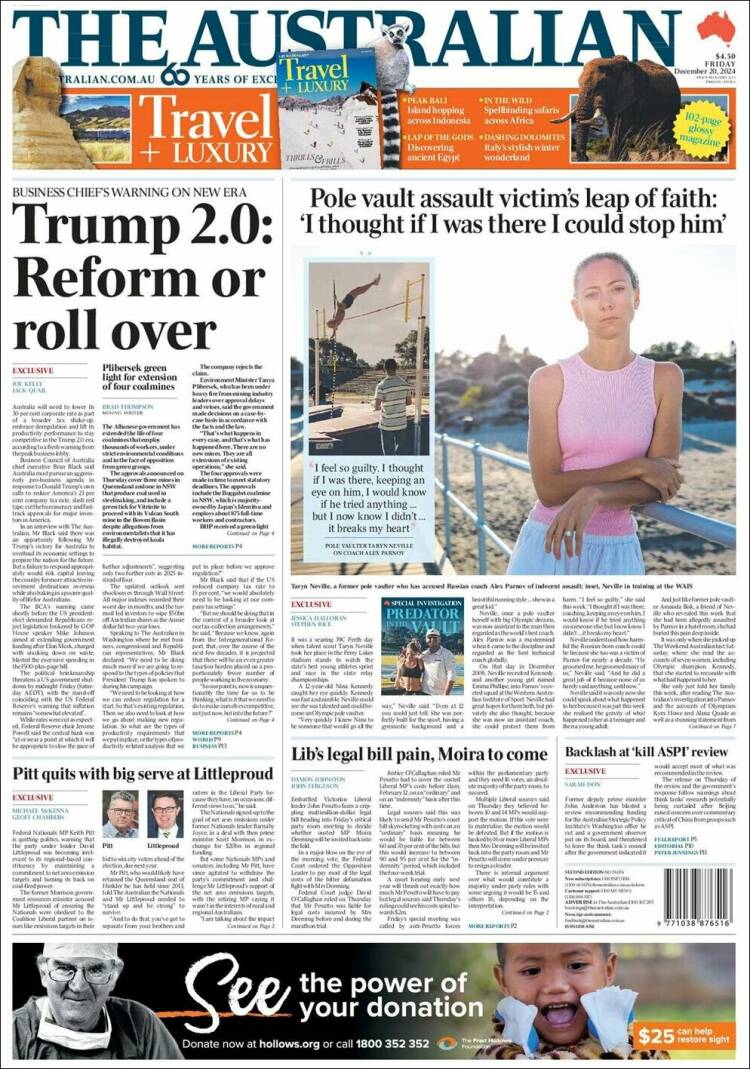 Portada de The Australian (Australia)