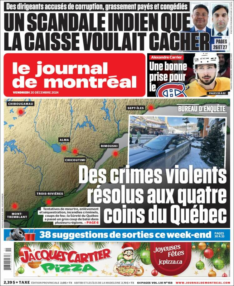 Portada de Le Journal de Montréal (Canadá)