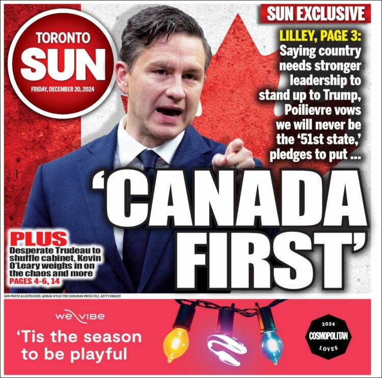 Portada de The Toronto Sun (Canadá)