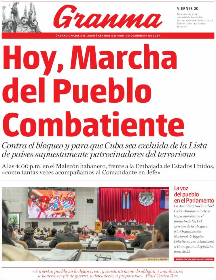 Portada de Granma (Cuba)