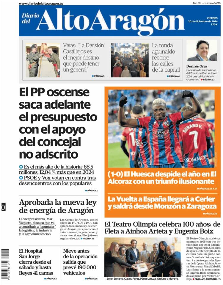 Portada de Diario del AltoAragón (España)