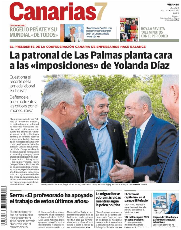 Portada de Canarias 7 (España)