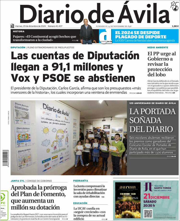 Portada de Diario de Ávila (España)