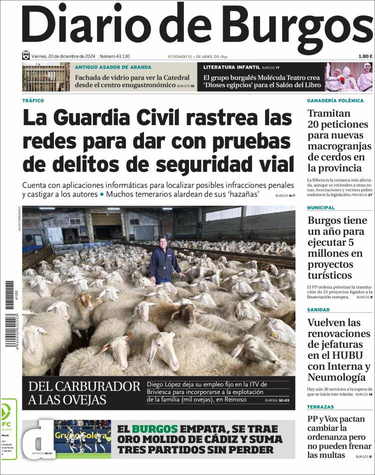 Portada de Diario de Burgos (España)