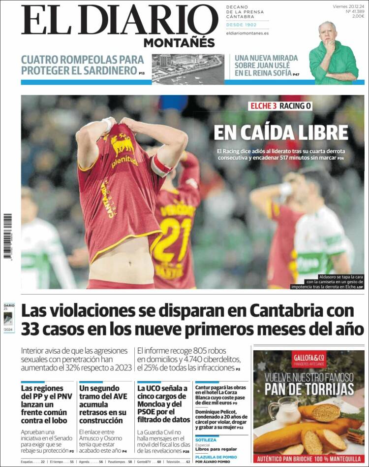 Portada de El Diario Montañés (España)