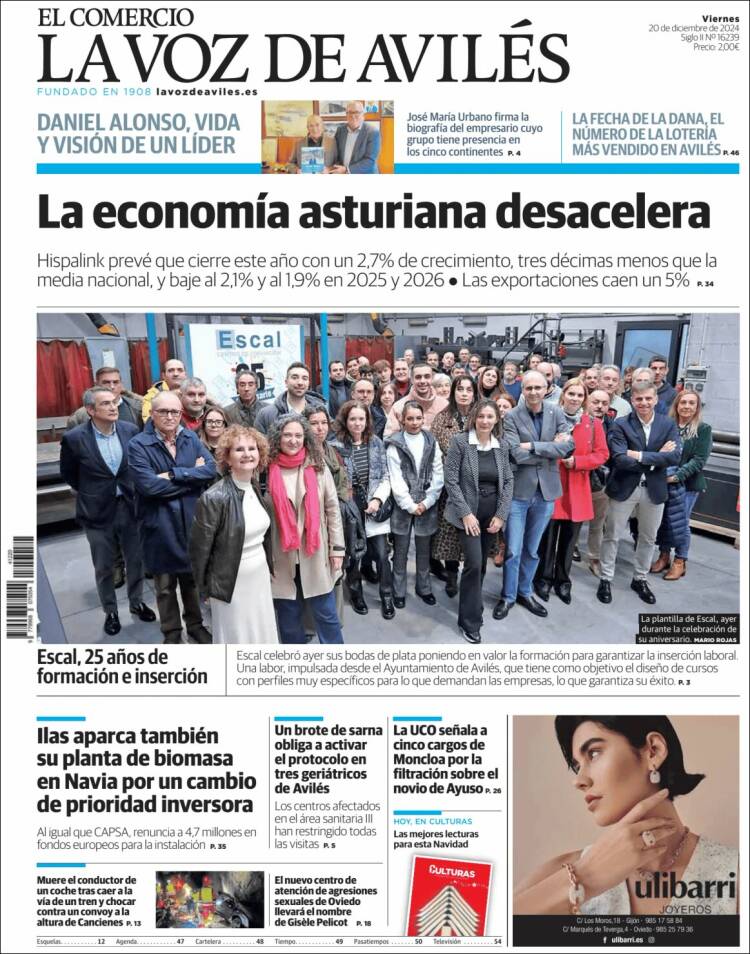 Portada de El Comercio - Avilés (España)