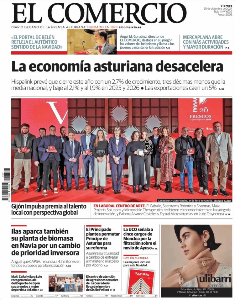 Portada de El Comercio - Gijón (España)