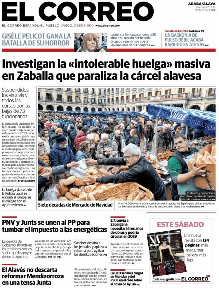 Portada de El Correo - Álava (España)