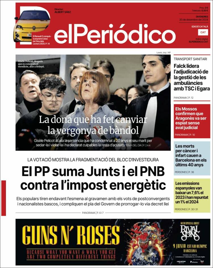 Portada de El Periódico de Catalunya (España)