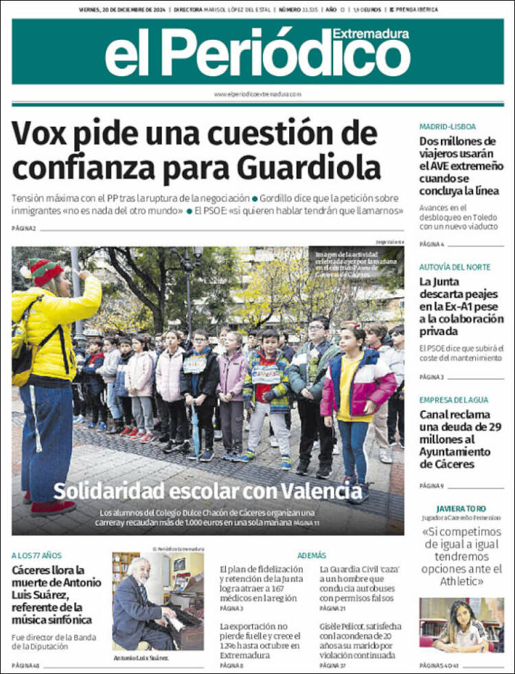 Portada de El Periódico de Extremadura (España)