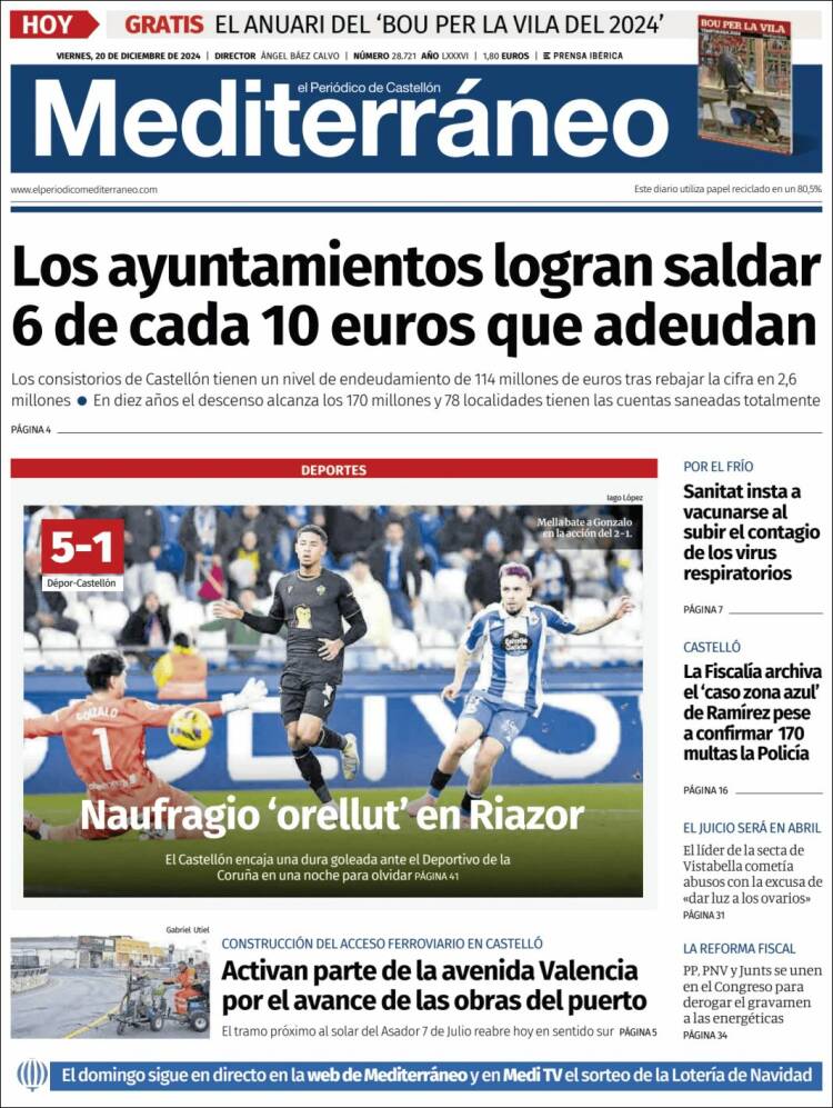 Portada de El Periódico Mediterraneo (España)