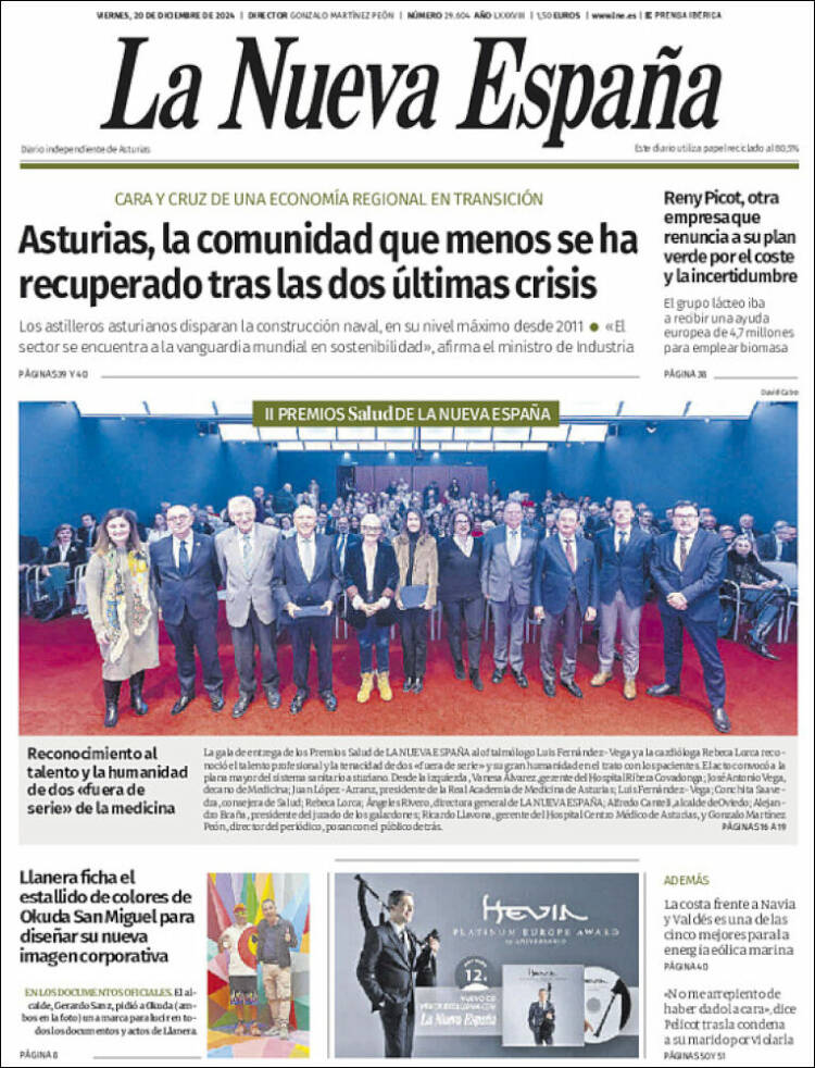 Portada de La Nueva España (España)