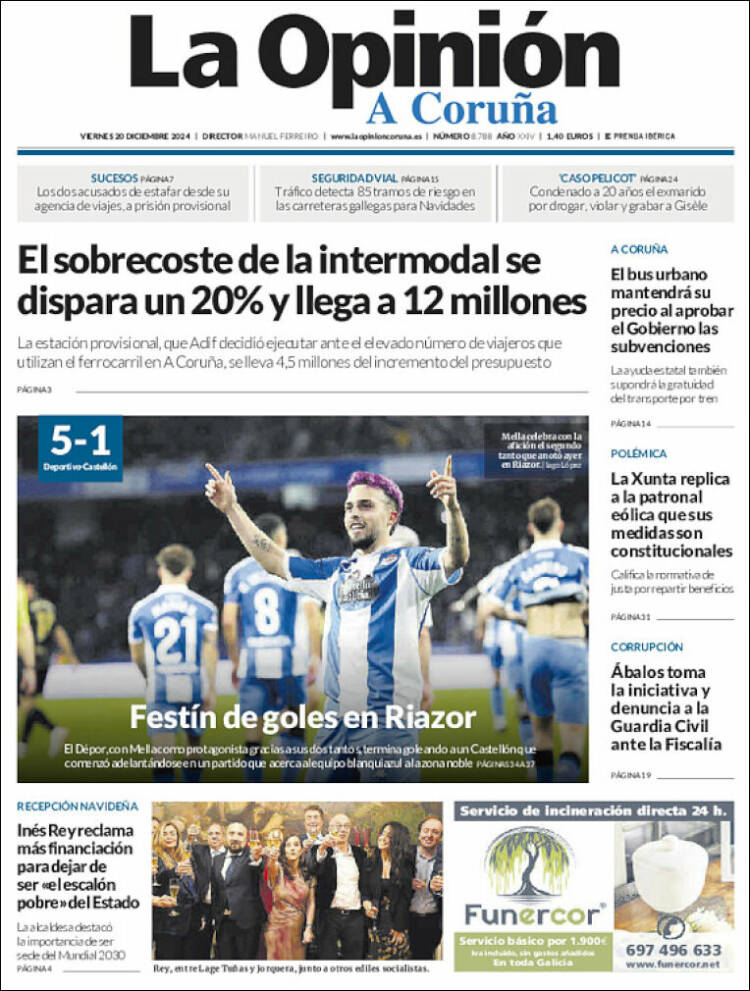 Portada de La Opinión de A Coruña (España)