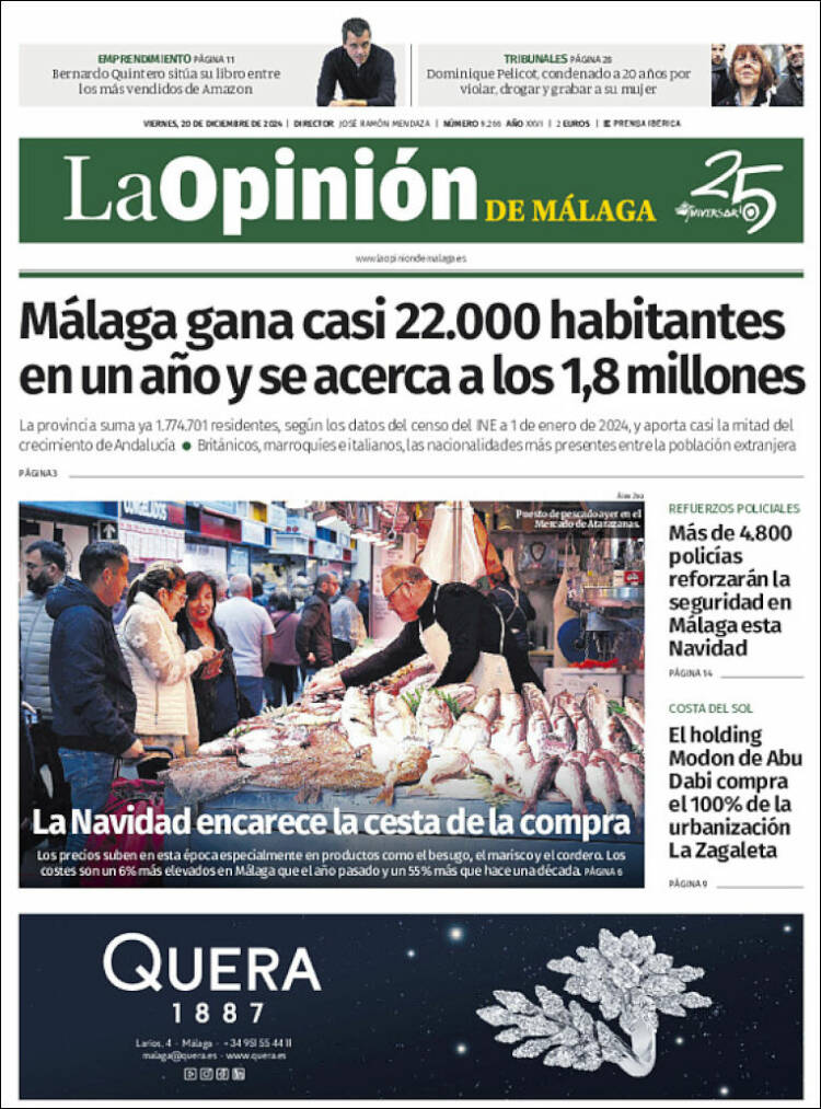 Portada de La Opinión de Málaga (España)