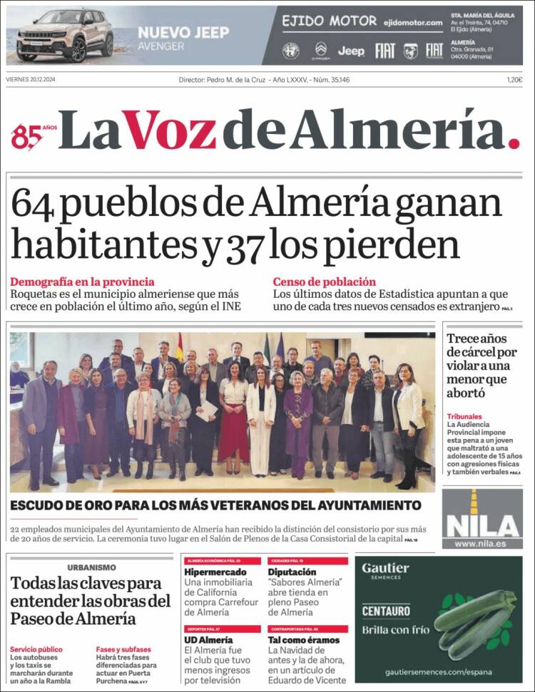 Portada de La Voz de Almería (España)