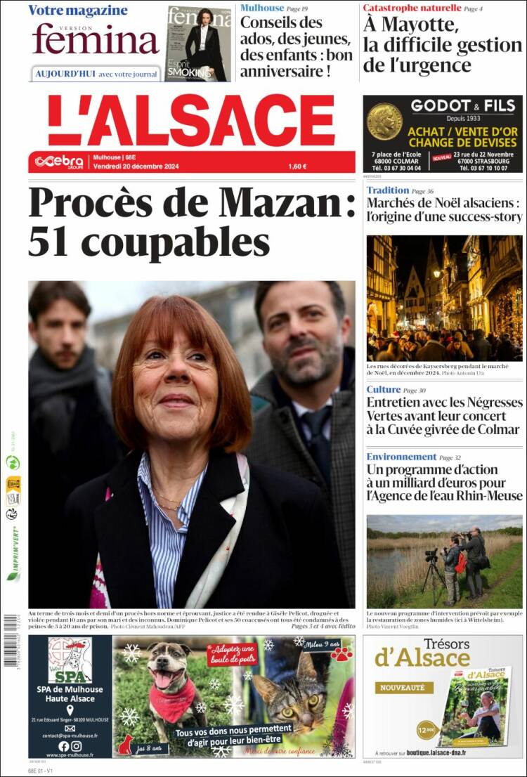 Portada de Journal L'Alsace (Francia)