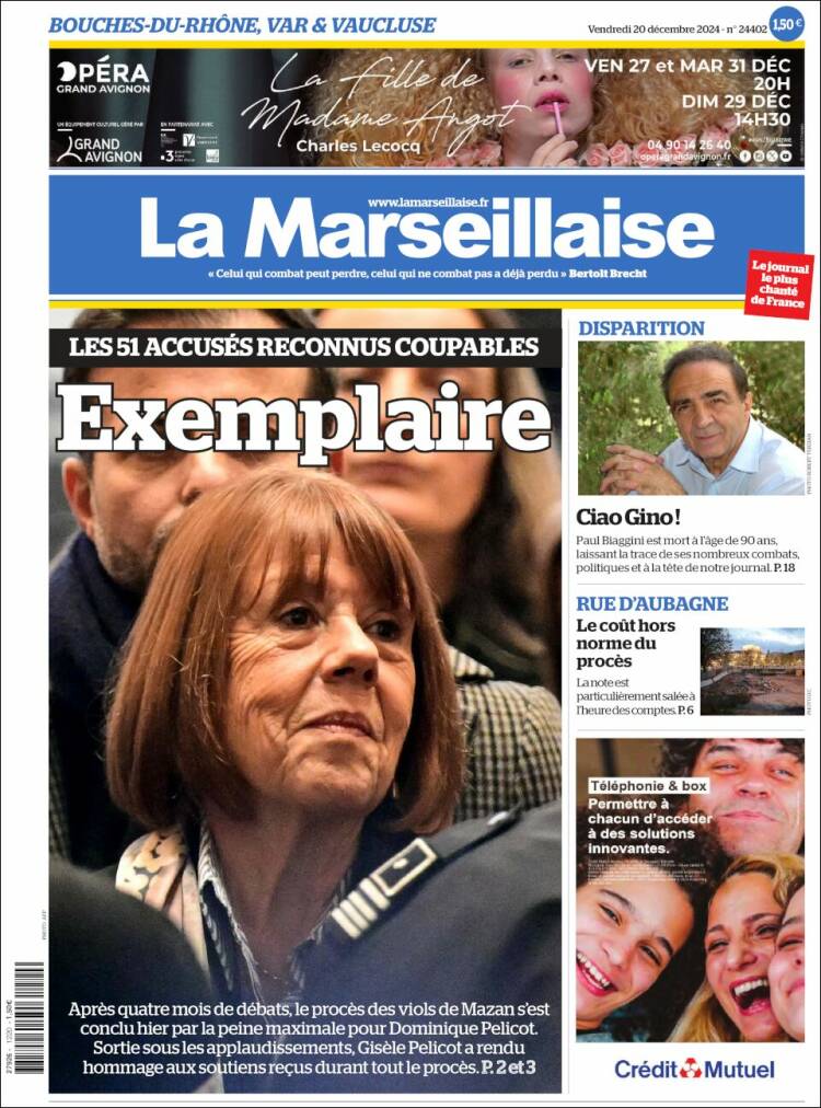Portada de La Marseillaise (Francia)
