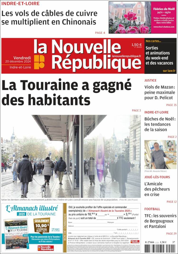 Portada de La Nouvelle Republique (Francia)