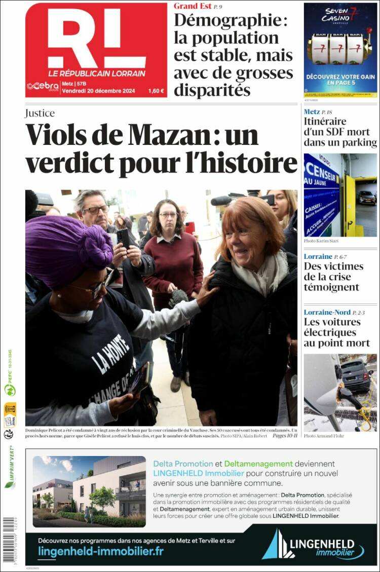 Portada de Le Republicain Lorrain (Francia)