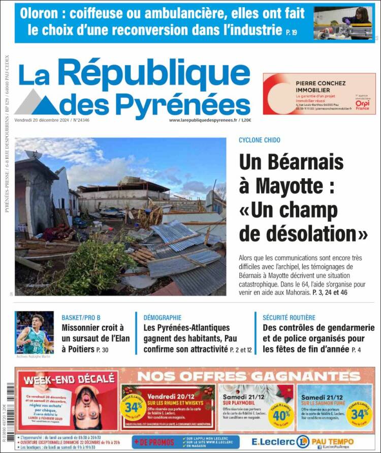 Portada de La République des Pyrénées (Francia)