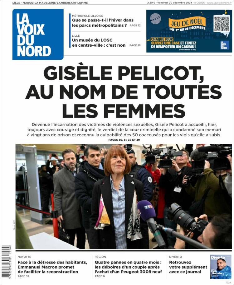 Portada de La Voix du Nord (Francia)