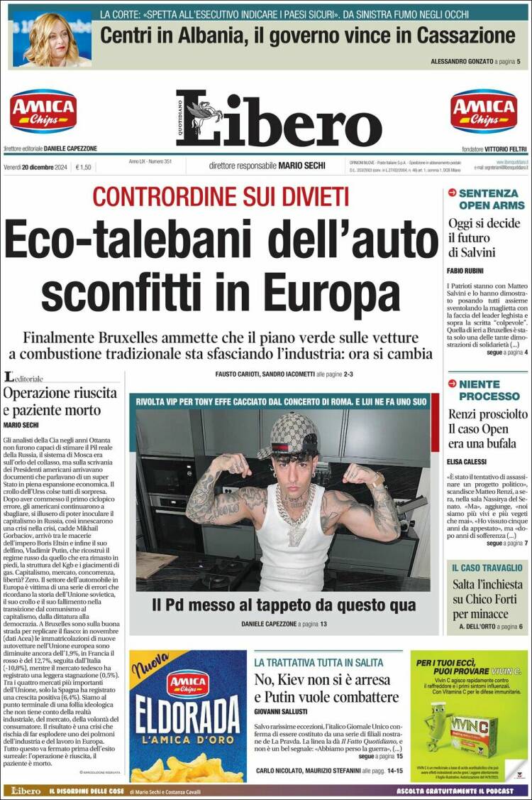 Portada de Libero (Italia)