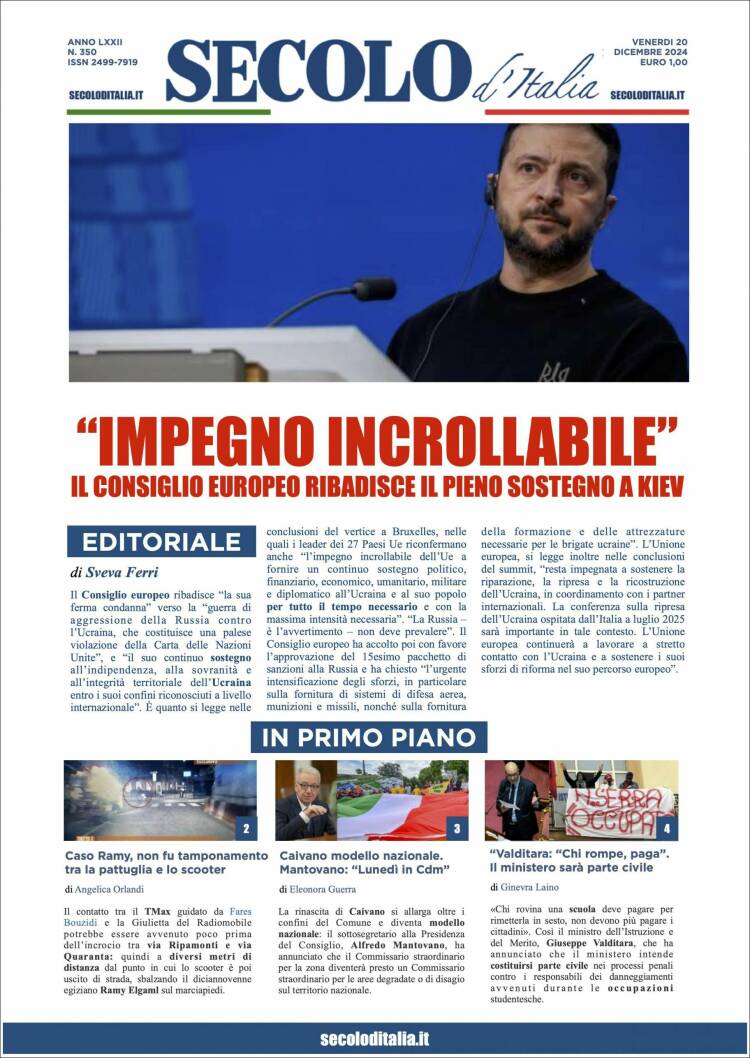 Portada de Secolo d'Italia (Italia)
