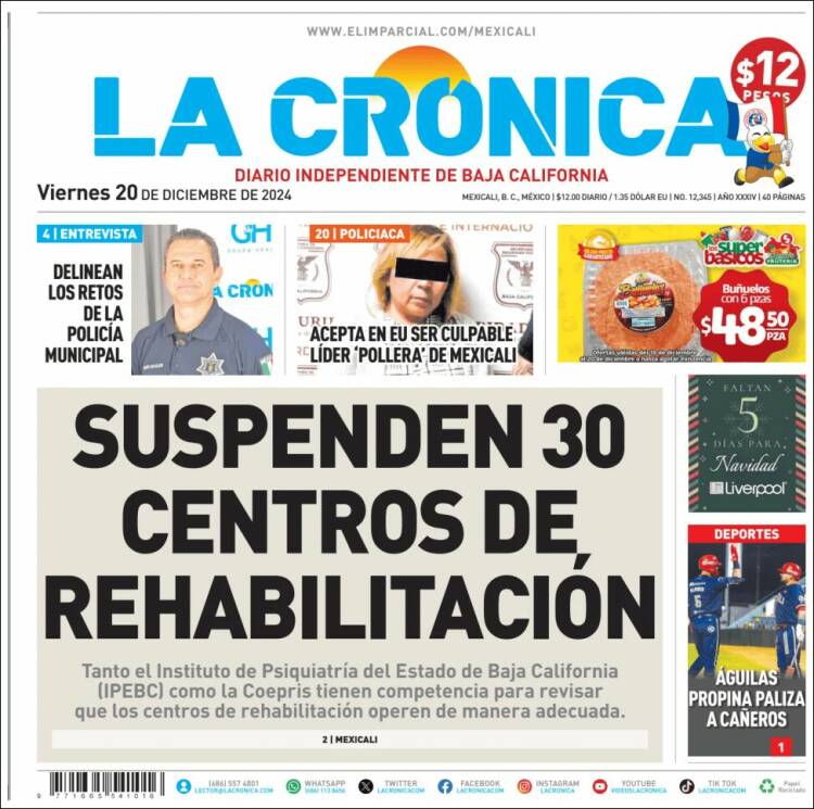 Portada de La Crónica de Baja California (M&eacute;xico)