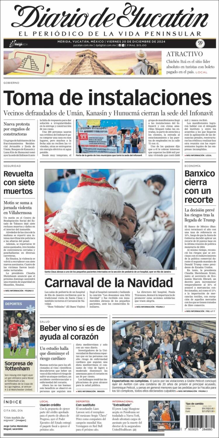 Portada de Diario de Yucatán (M&eacute;xico)