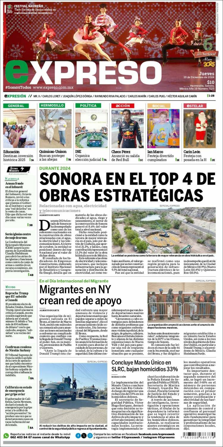 Portada de Expreso (M&eacute;xico)