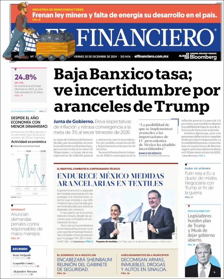 Portada de El Financiero (Mexico)