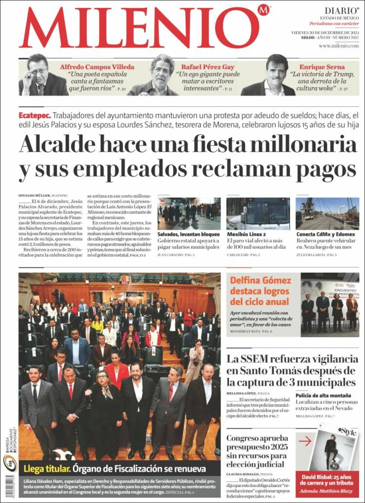 Portada de Milenio - Estado de México (M&eacute;xico)