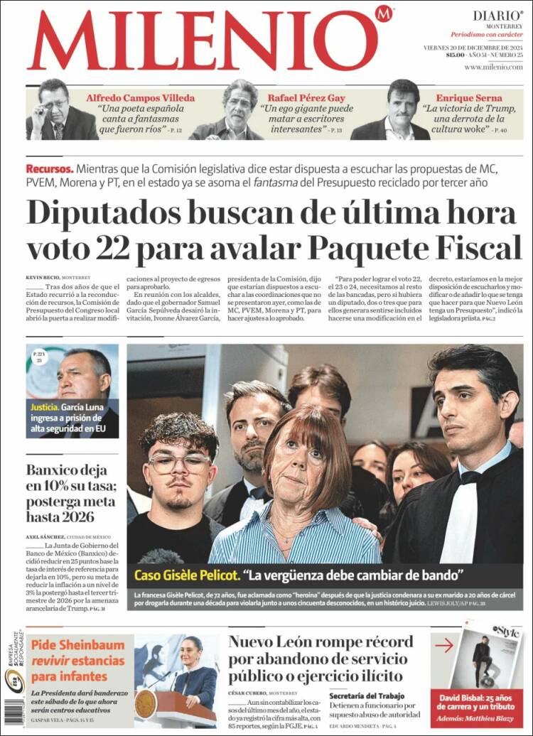 Portada de Milenio de Monterrey (M&eacute;xico)